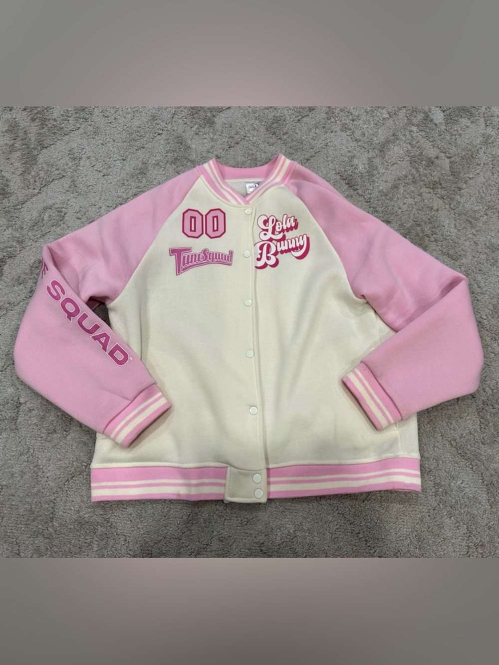 Tune Squad Lola Bunny Pink and Cream Varsity Jacket XL